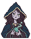 Pixel-art portrait of the Sea Witch in a purple hat